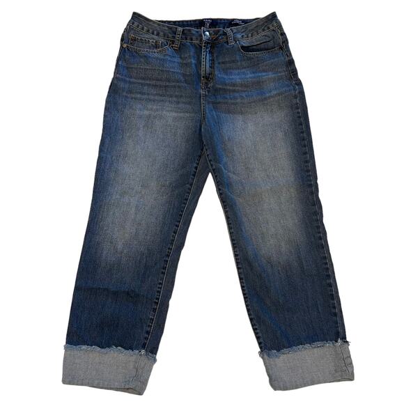 Kaari High Rise Straight Crop Jeans Women's 10 Cuffed Hem Medium Wash Blue - Picture 13 of 15